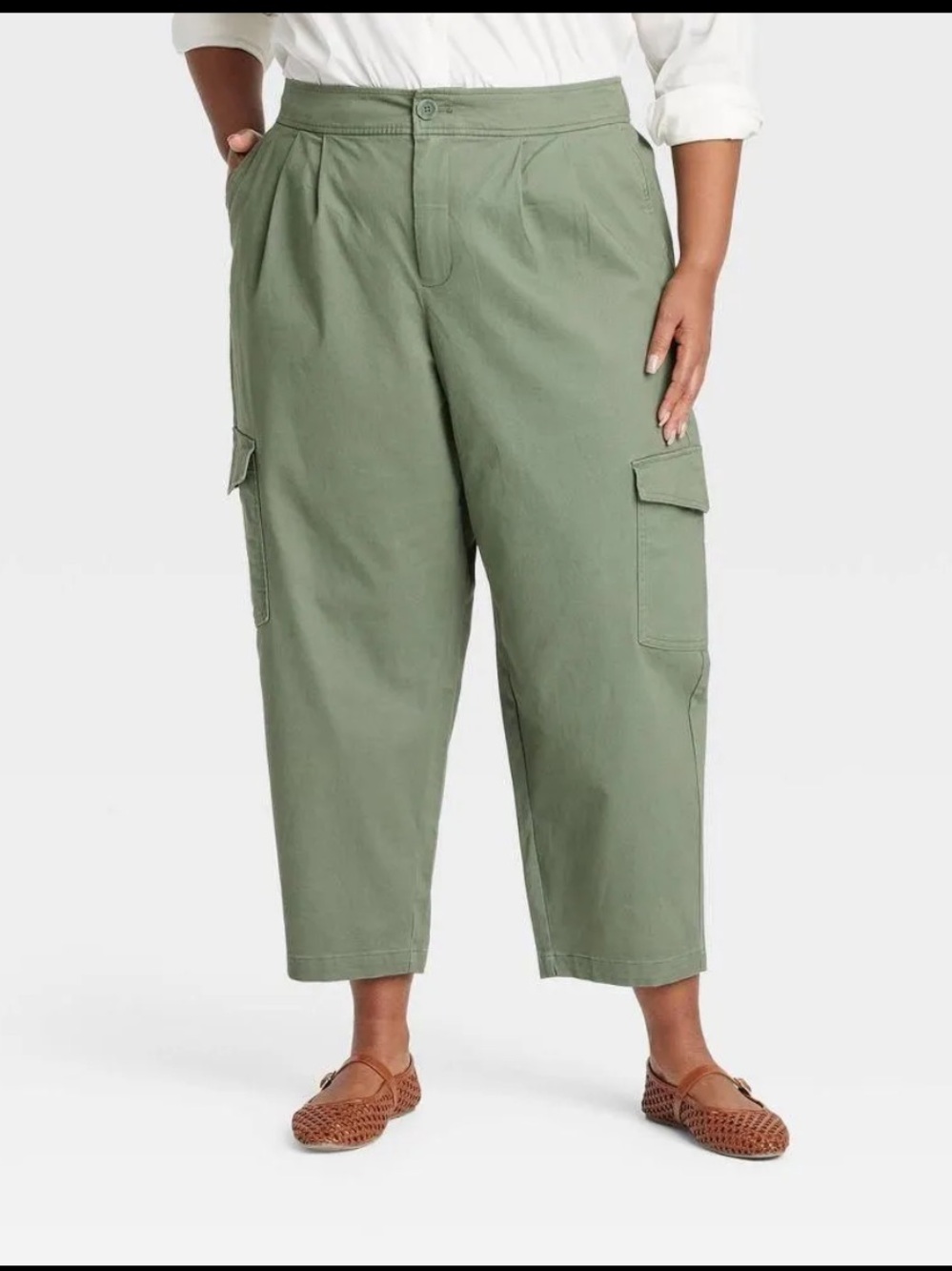 Ava & Viv Olive Green Cargo Crop Pants Plus Size 3X | NWT